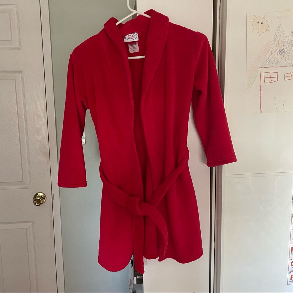 Sara's Prints boy / girl Plush Red Robe, Size M (7-9)